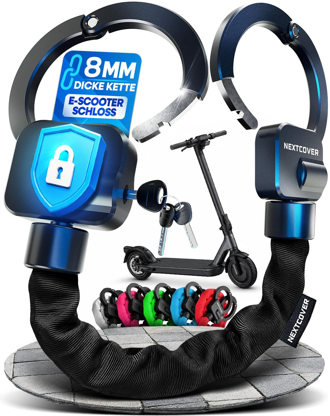 NEXTCOVER® E-Scooter Schloss [Steel-Secure-Technologie] | Handschellenschloss für Roller, eBike | ro