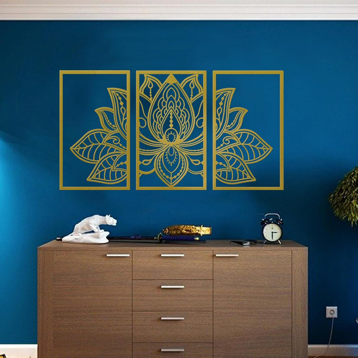 Resama 3 Pcs Lotusblume Wandkunst Dekor Metall Mandala Wanddekoration Einzigartige Lotusblume Wandku