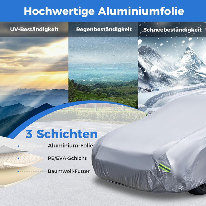 COSTWAY Abdeckplane Auto, Autoplane Wetterfest mit Reissverschluss &amp; Tasche | Autogarage Vollgarage