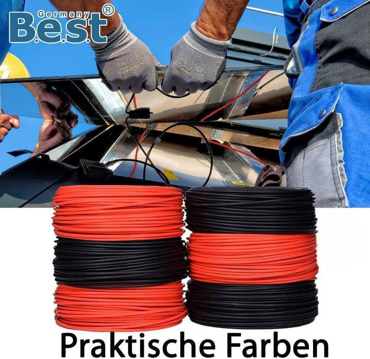 Germany B.E.S.T Solarkabel Solarleitung 10mm² reines Kupferkabel H1Z2Z2-K 20m PV Schwarz 20 M Schwar