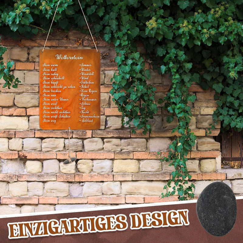 Fiada Rost Schild Wetterstein Lustig Wetterstation für Stein 26,5 x 20 cm Edelrost Schild Rostdeko G