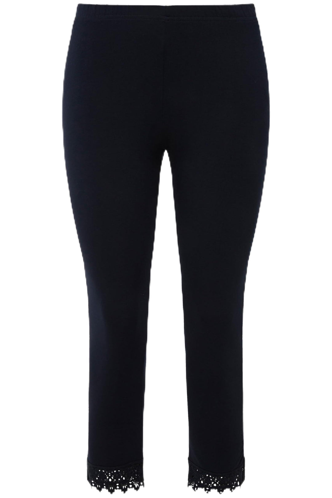 Ulla Popken Damen grosse Grössen Übergrössen Plus Size 7/8-Leggings, Saumspitze, Biobaumwolle 747979
