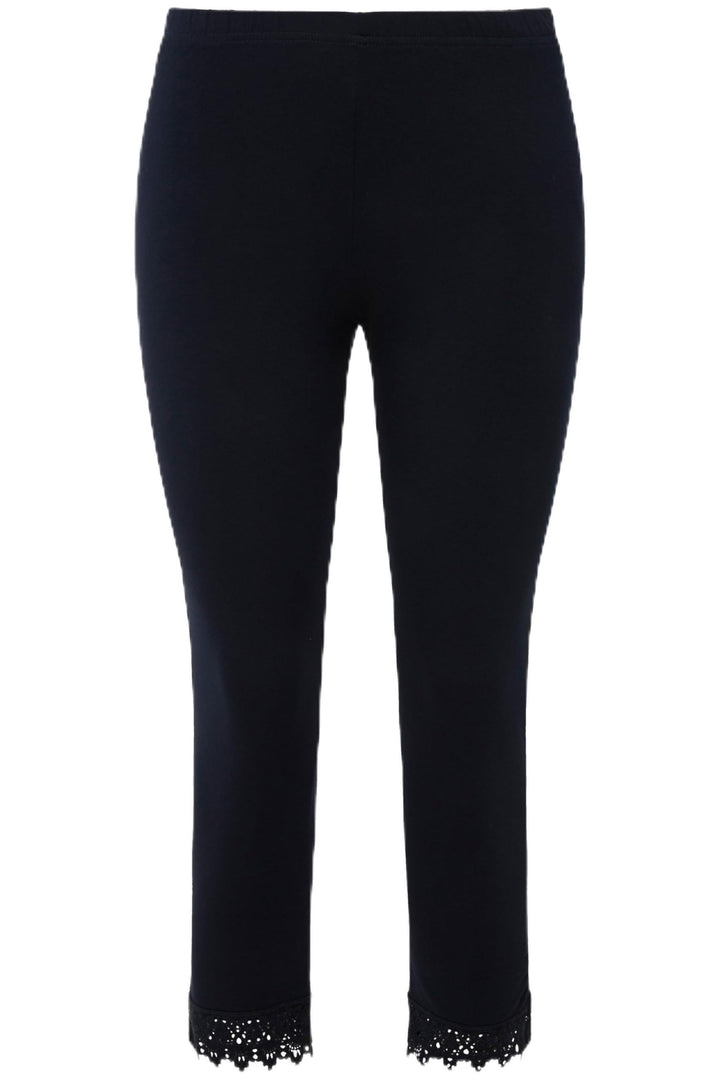 Ulla Popken Damen grosse Grössen Übergrössen Plus Size 7/8-Leggings, Saumspitze, Biobaumwolle 747979