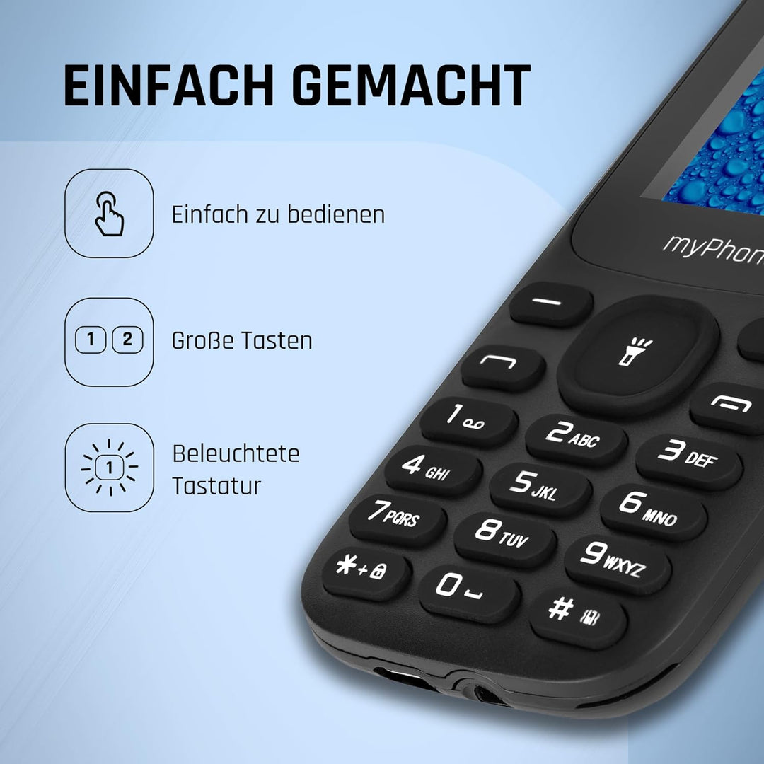 myPhone 2220 Tastentelefon, grosse Tasten, Farbdisplay 1,77", Akku 600 mAh, Fackel, Radio, mp3, Dual