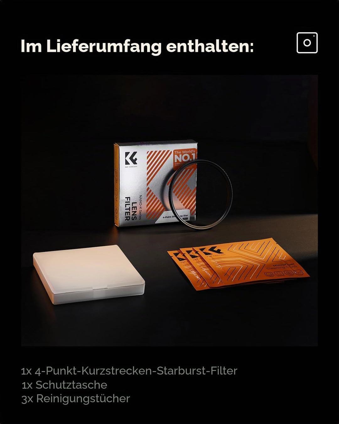 K&amp;F CONCEPT 77mm Kurzstrahl-Sternfilter mit 4 Punkten HD Glas Special Kamera-Effektfilter Filter (Na