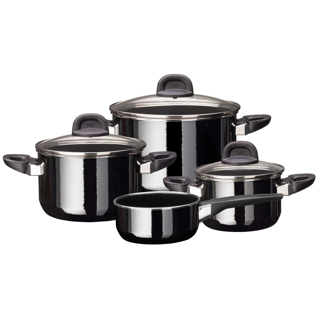 Silit Modesto Line Topfset Induktion 4-teilig, Kochtopf Set mit Glasdeckel, Silargan Funktionskerami