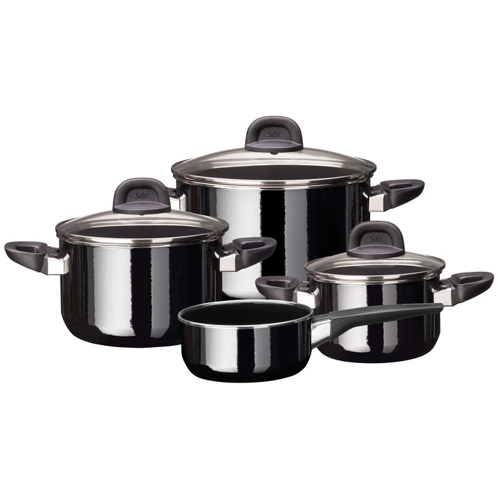 Silit Modesto Line Topfset Induktion 4-teilig, Kochtopf Set mit Glasdeckel, Silargan Funktionskerami