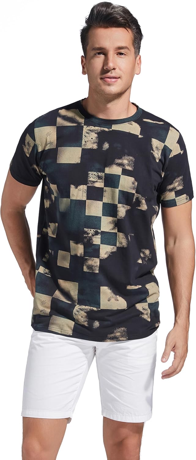 RONOMO Herren Mode Krawatte Dye T-Shirt Casual Print T-Shirt Graffiti T-Shirt S Cgz Green, S Cgz Gre