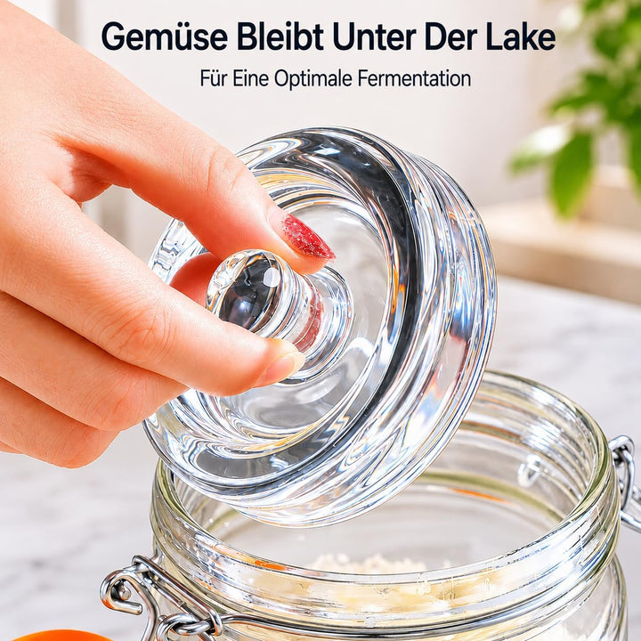 Fermentiergläser, je 2 L, Glas-Fermentierset mit Airlock und Gewichten für Sauerkraut, Kimchi, Pickl