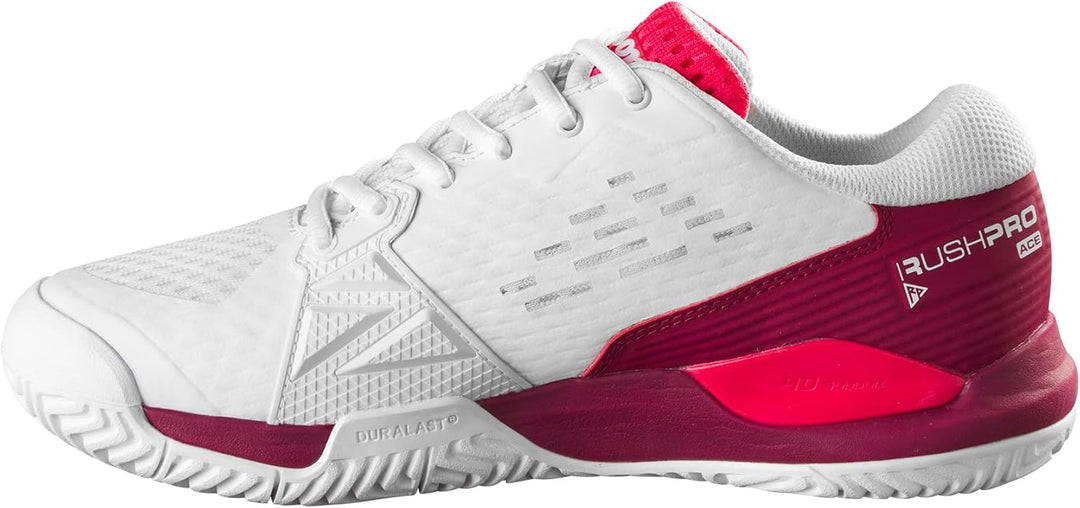 Wilson Unisex Kinder Junior Rush Pro Ace Sneaker 36 1/3 EU White Beet Red Diva Pink, 36 1/3 EU White