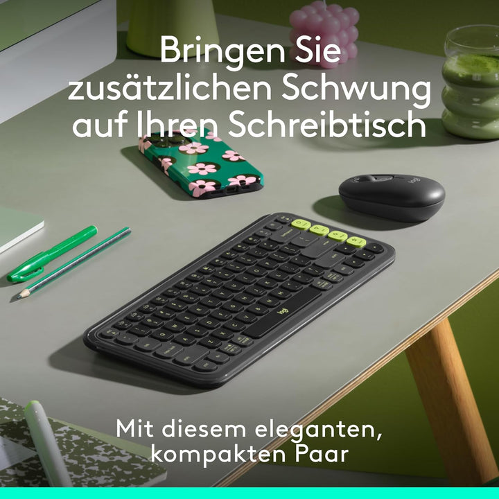 Logitech POP ICON Combo, Bluetooth-Tastatur-Maus-Set, Komfortables Tippen, programmierbare Tasten, l