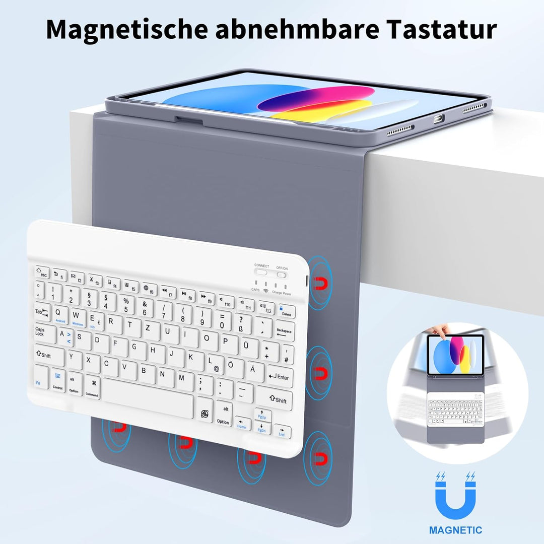 Hülle mit Tastatur für iPad A16 11.Generation 11 Zoll 2025, iPad 10. Generation 2022 10,9 Zoll, Blue