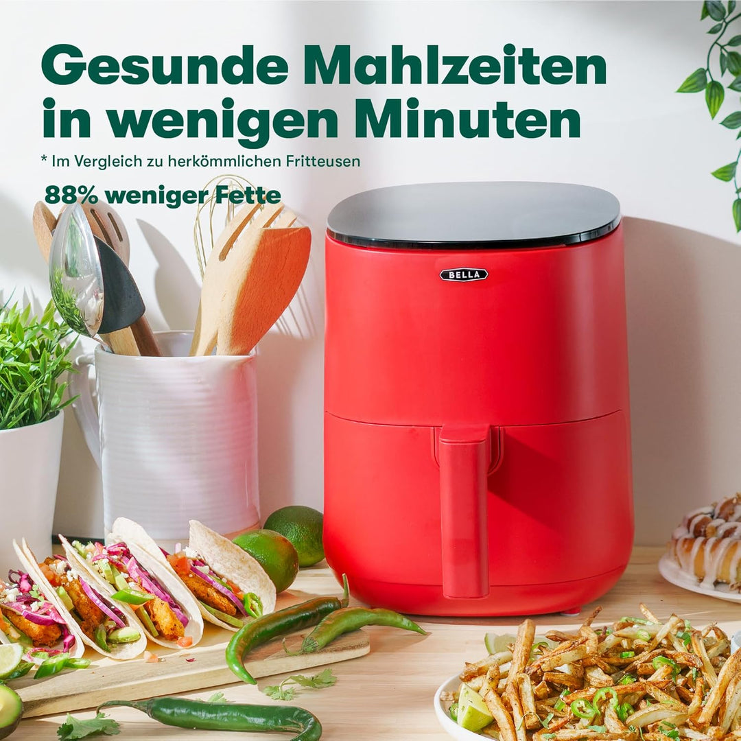 bella 3 L Touchscreen-Heissluftfritteuse, ölfreies Frittieren, spülmaschinenfeste Antihaft-Pfanne un