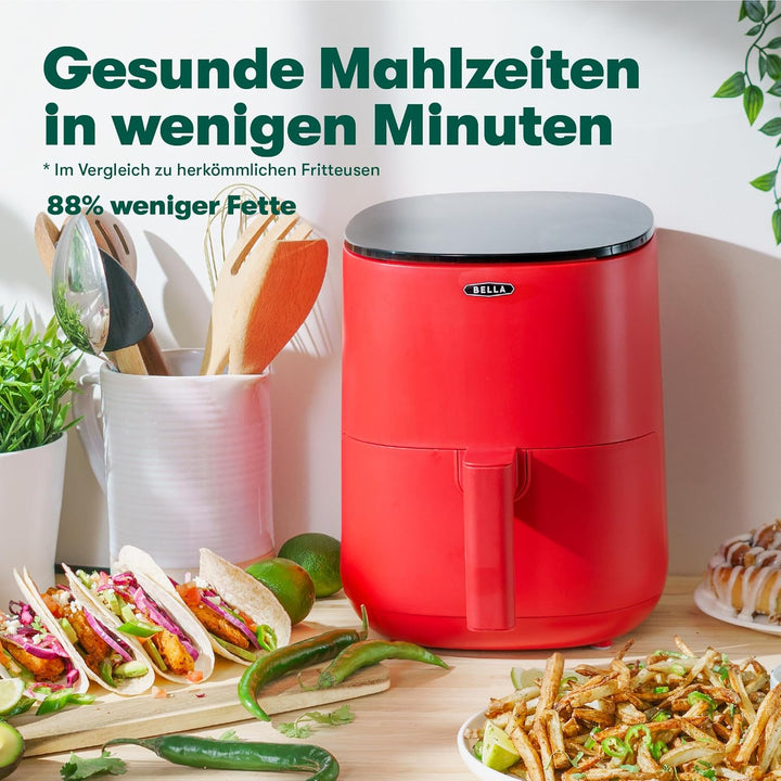 bella 3 L Touchscreen-Heissluftfritteuse, ölfreies Frittieren, spülmaschinenfeste Antihaft-Pfanne un