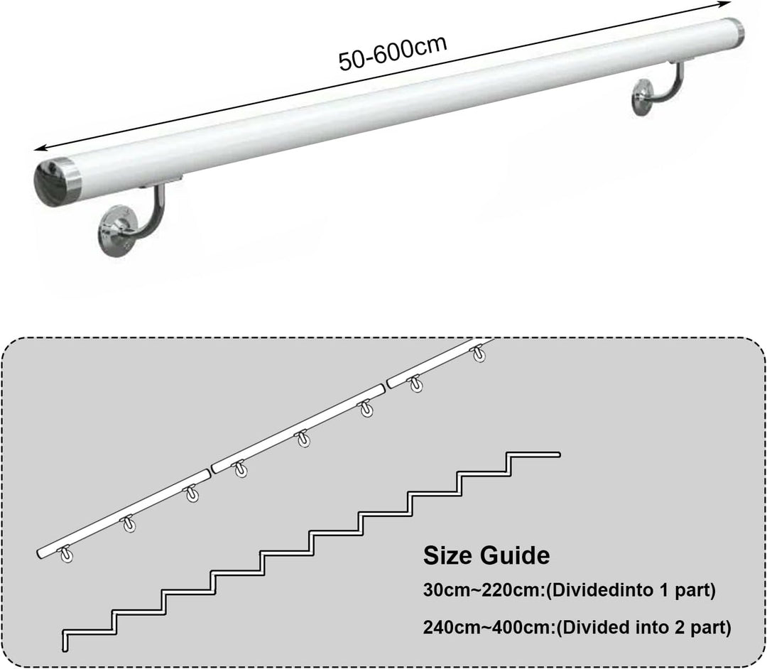 Handläufe für Treppen 30-600cm Holzhandlauf mit Halterungen, Rutschfeste Treppengeländer Stützstange
