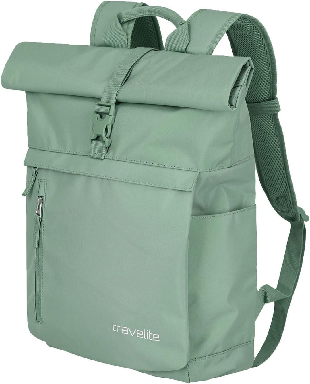 Travelite Handgepäck Rucksack, Laptop Rucksack 15,6 Zoll, BASICS, Reiserucksack Rolltop Funktion, 60