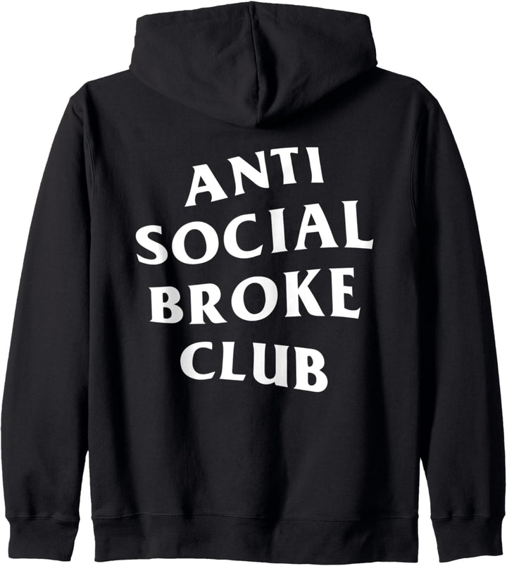 Antisocial Broke Club White Logo (Vorder- und Rückseite) Kapuzenjacke