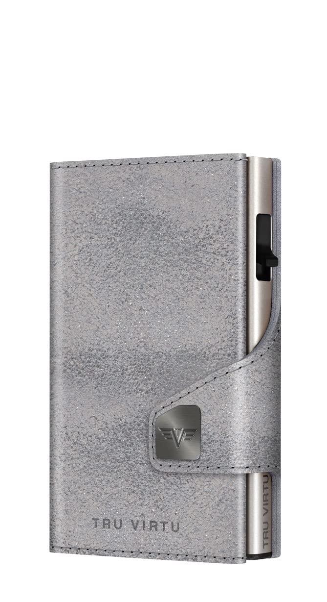 TRU VIRTU® Karten-Portemonnaie Click & Slide Glitter Silvergrey/Silver I Kreditkartenetui I Kartenet