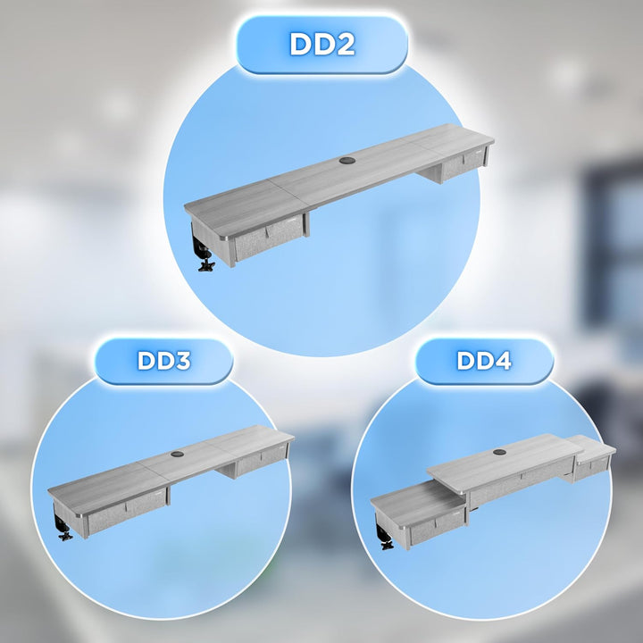 Duronic DD2 GY Schreibtischaufsatz für 2 Monitore, Schreibtisch Erweiterung mit Schubladen, 120 x 25