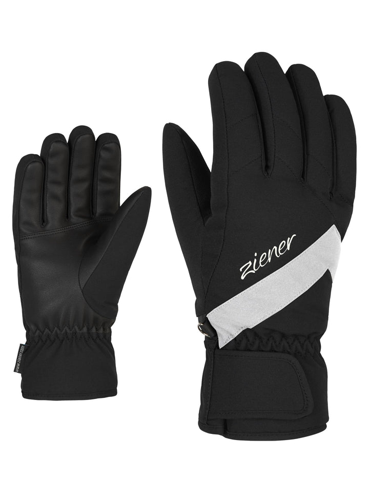 Ziener Damen Kaiti Ski-Handschuhe/Wintersport | wasserdicht, atmungsaktiv 7.5 black.white, 7.5 black
