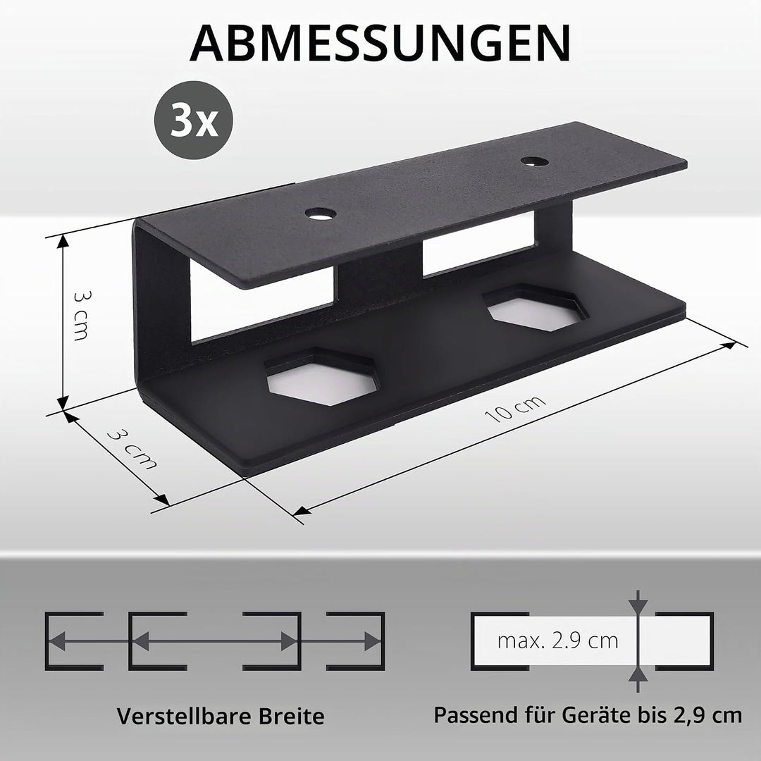 MyGadget Metall Laptop Halterung unter Schreibtisch - [ bis max. 30 mm Dicke ] - mit Silikon Kratzsc