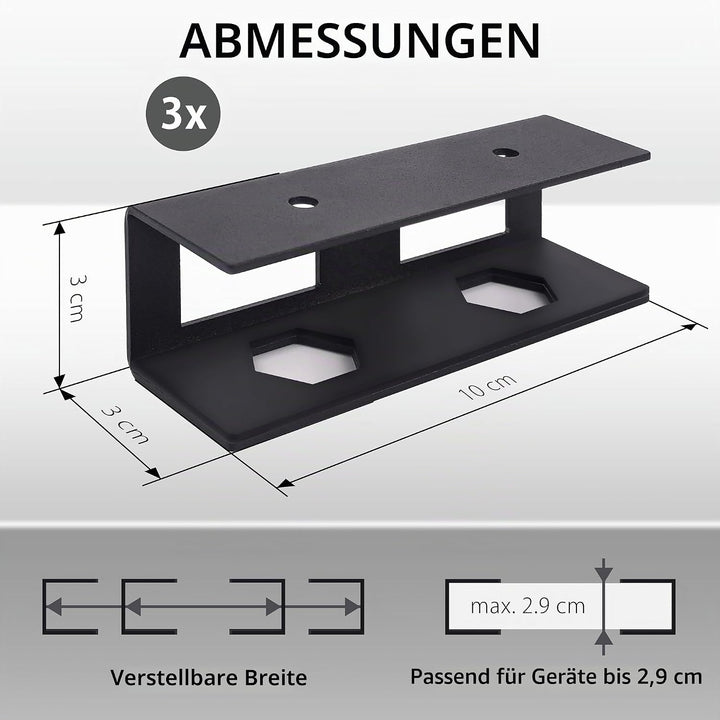 MyGadget Metall Laptop Halterung unter Schreibtisch - [ bis max. 30 mm Dicke ] - mit Silikon Kratzsc
