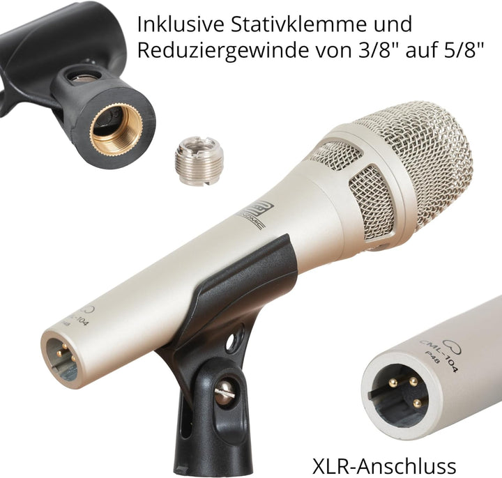 Pronomic CML-104 Kondensatormikrofon für präzise Schallaufnahme - Handmikrofon mit Windschutz - Gesa