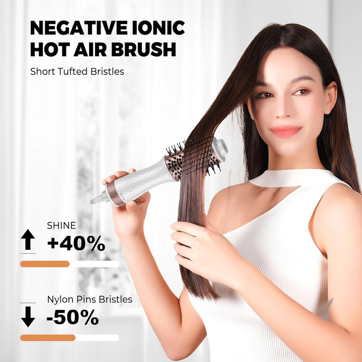 Fönbürste MINI Warmluftbürste Rundbürstenföhn MINI, Haarbürste elektrisch, Travel 4-in-1 Haarföhn Bü