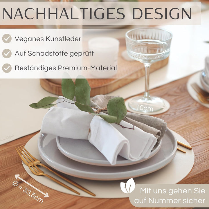 Mahewa® 6er Set Premium Tischset aus Leder-Imitat - Kunstleder Platzset abwaschbar und wasserdicht -