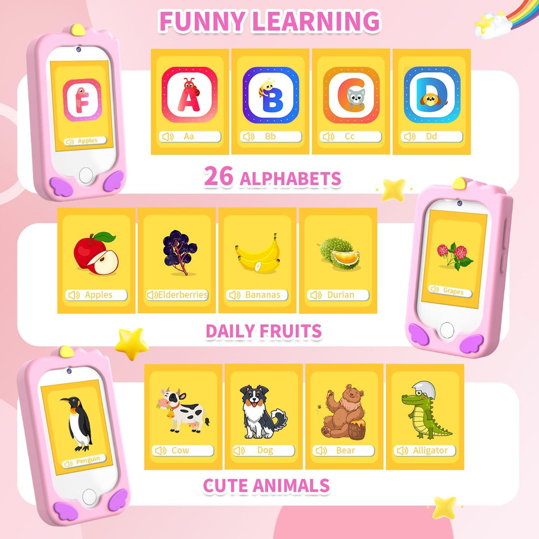Kinderhandy Spielzeug mit Dual Kamera Kinderkamera 2.8 Inch Touchscreen Lerntelefon Lernspielzeug mi