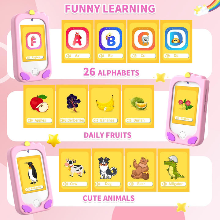 Kinderhandy Spielzeug mit Dual Kamera Kinderkamera 2.8 Inch Touchscreen Lerntelefon Lernspielzeug mi
