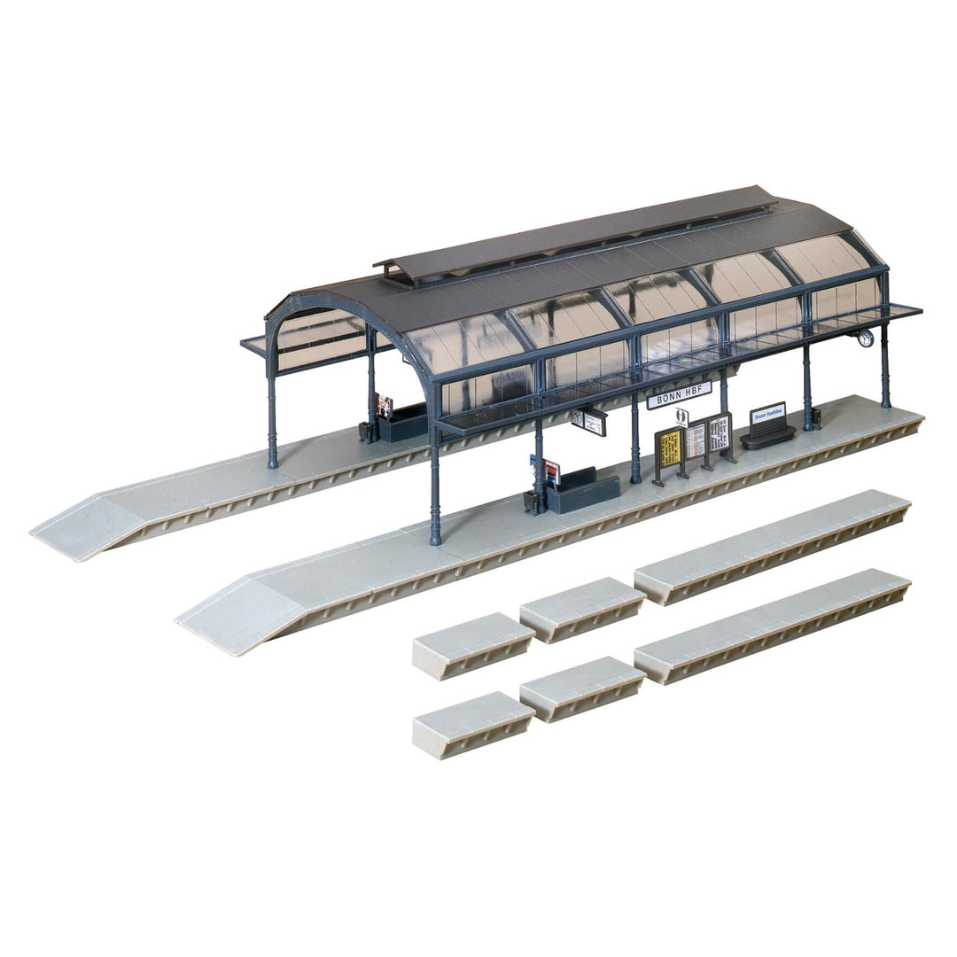 FALLER Bahnhofshalle Modellbausatz mit 95 Einzelteilen 417 x 178 x 122 mm I Modelleisenbahn Zubehör