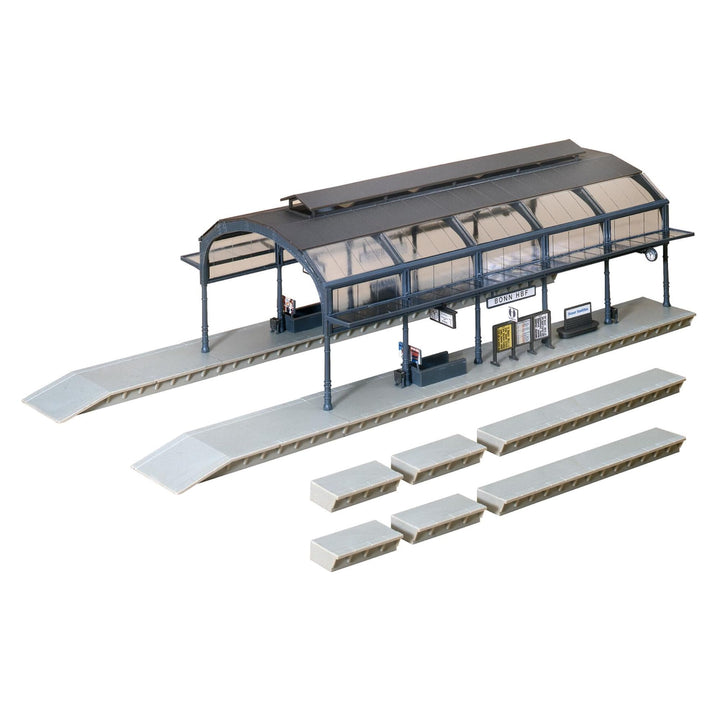 FALLER Bahnhofshalle Modellbausatz mit 95 Einzelteilen 417 x 178 x 122 mm I Modelleisenbahn Zubehör