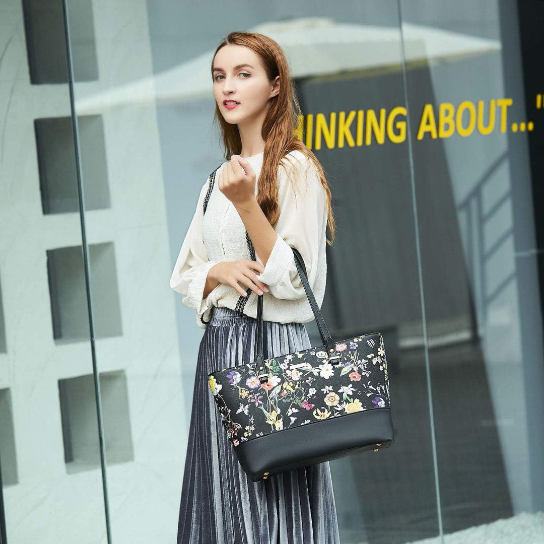 Frauen Mode Kunstleder Handtaschen Tote Tasche Schultertasche Top Griff Satchel Geldbörse Set 4pcs A