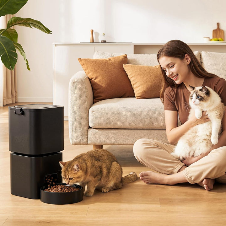 Futterautomat Katze, 5L Grosses Fassungsvermögen, 2.4GHz / 5GHz WiFi Smart Futterspender mit App Ste