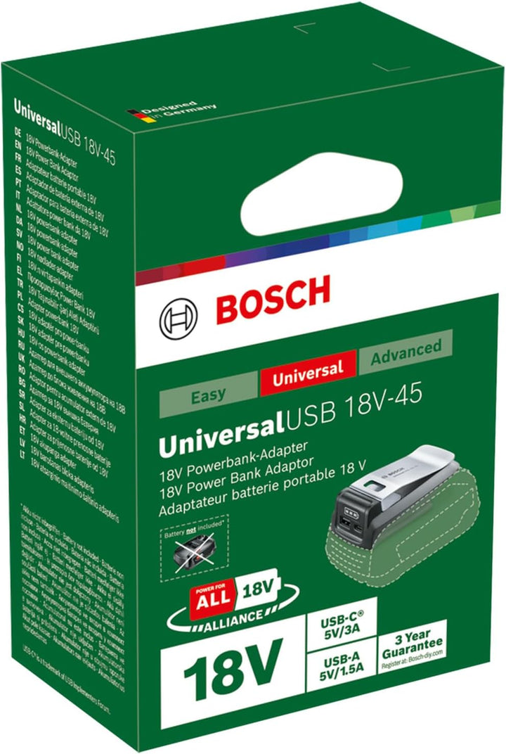 Bosch USB Adapter UniversalUSB 18V-45 (für vielseitiges Laden; USB-C/USB-A Power Adapter/Power Bank;