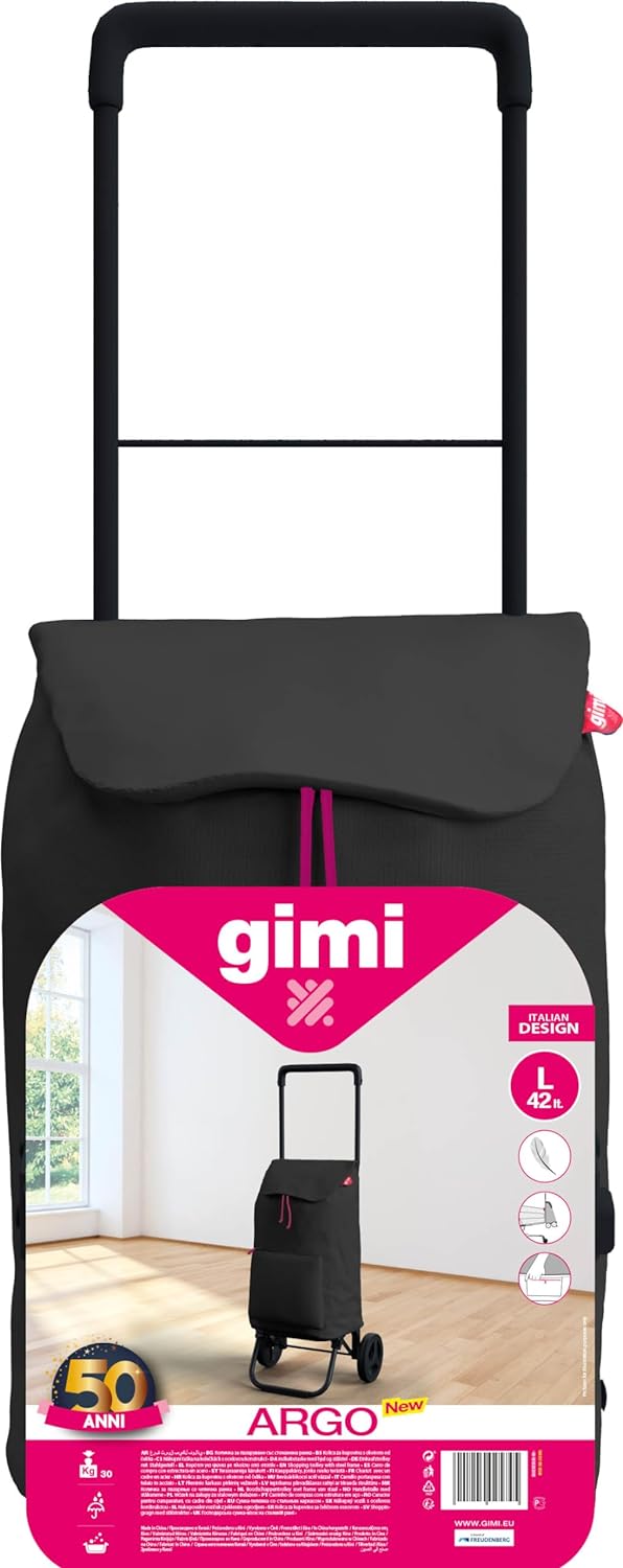 Gimi 102630 Einkaufsroller New Argo; Fassungsvermögen 45 l, Polyesterbeutel mit Kordelzugverschluss;