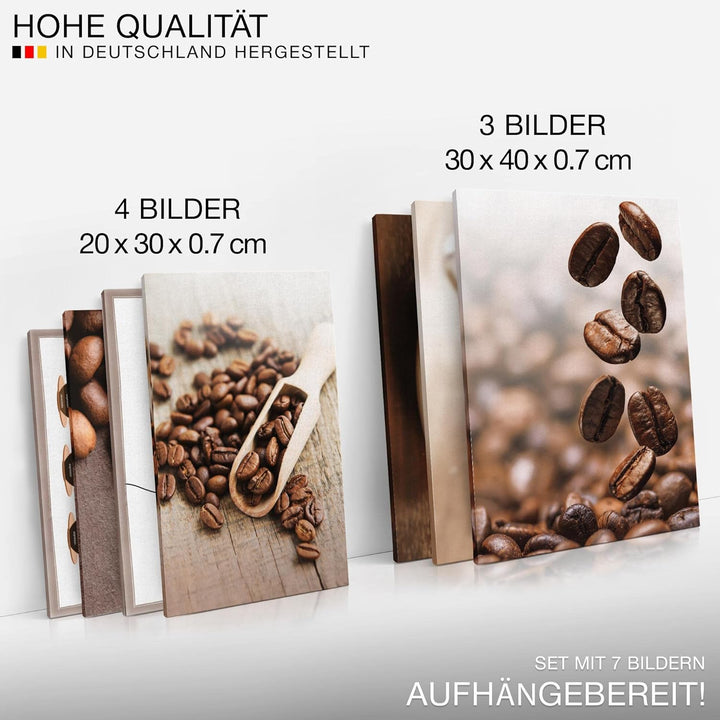 Novart Wandbilder Kaffee Küche - KOMPLETT AUFHÄNGFERTIG - Coffee Esszimmer Küchenbilder- 7 Moderne M
