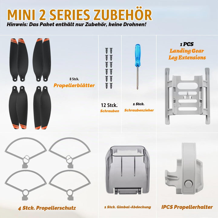 Drohnen Zubehör für DJI Mini 4K/2/SE/2 SE, 8 Propeller für DJI Mini 4K/2/SE/2 SE, 4 Propeller Schutz
