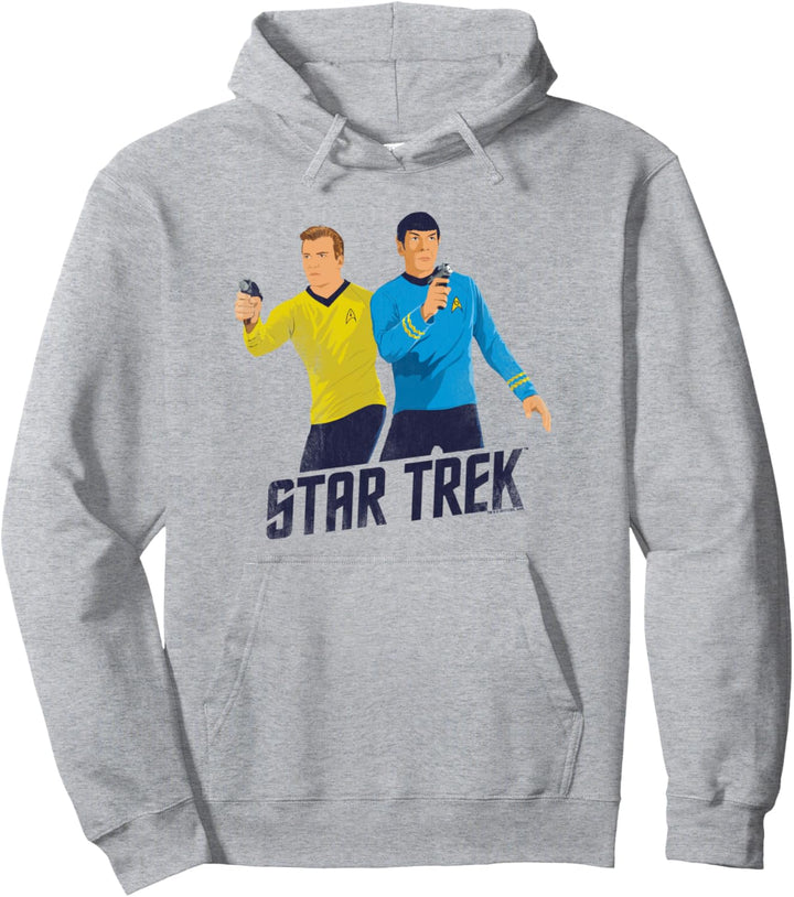 Star Trek Phasers Ready Kirk and Spock Pullover Hoodie