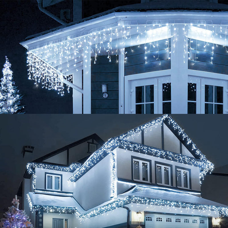 9m Eisregen Lichterkette Aussen Innen, Lichterkette Strom mit Stecker, Wasserdicht Led Lichterkette