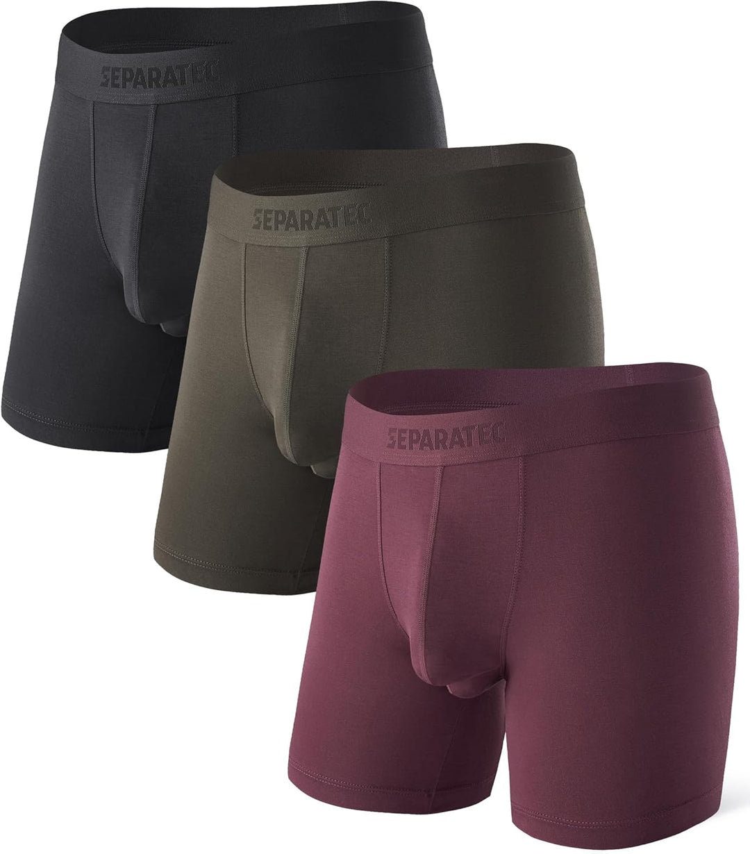 Separatec Herren Boxershorts Mehrfachpack Doppelbeutel Dual Pouch, Bambus Unterhosen Männer, Stretck