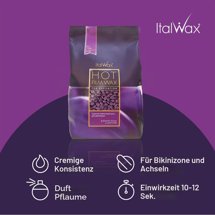 Italwax Plum – 1Kg - Waxing Perlen für Haarentfernung - Natürliche Formulierung für alle Hauttypen -
