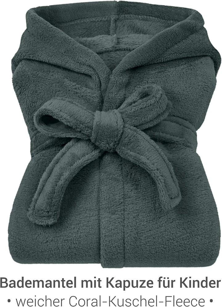 Kinder Bademantel - Kuschelfleece für Jungen u Mädchen 1522.2202 9-11 Jahre Anthrazit, 9-11 Jahre An
