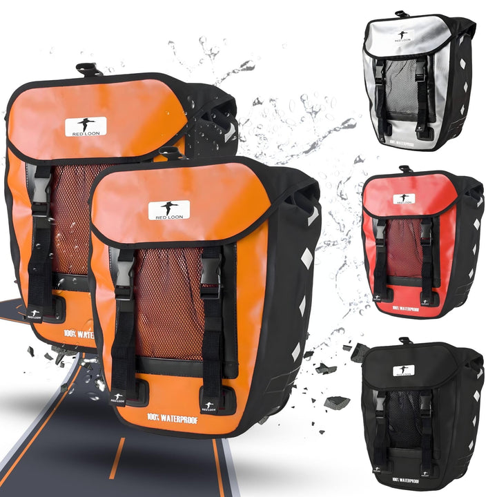Red Loon 2 x Pro robuste Fahrradtasche aus LKW-Plane – wasserdichte Doppelpacktasche für Gepäckträge
