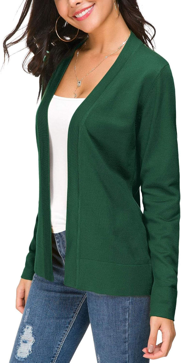 EXCHIC Damen Elegant Langarm Elastisch Strickjacke Cardigan Casual Leicht V-Ausschnitt Gestrickt Bla