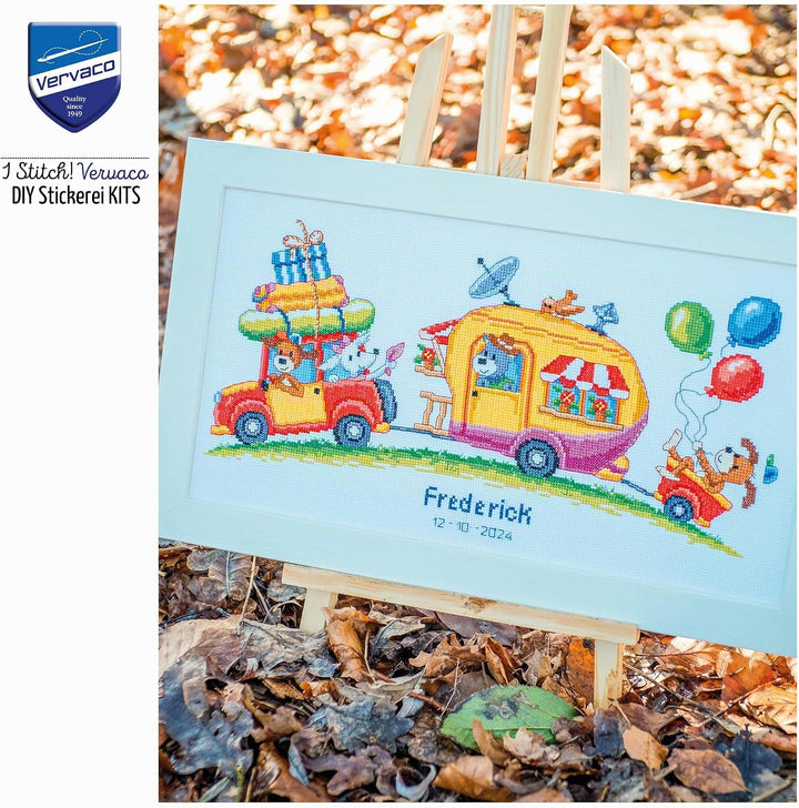 Vervaco Zählmuster Unterwegs in den Urlaub Zählmusterpackung-Stickpackung im gezählten Kreuzstich, B