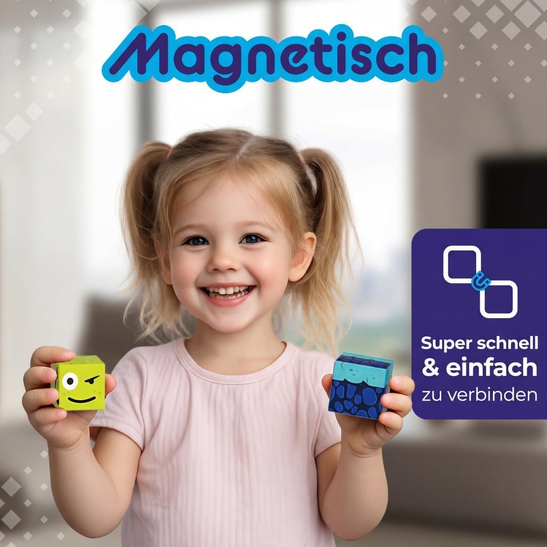Magnetische Bausteine 100 Teile (2 cm) – Magnetic Cubes Magnetwürfel Set – Magnetisches Bauspielzeug