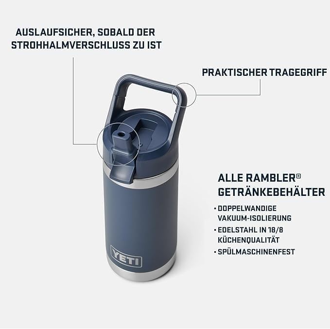 YETI Rambler JR Kinderflasche Mit Farblich Abgestimmtem Trinkhalmdeckel, Venom, 12 oz (355 ml), Veno