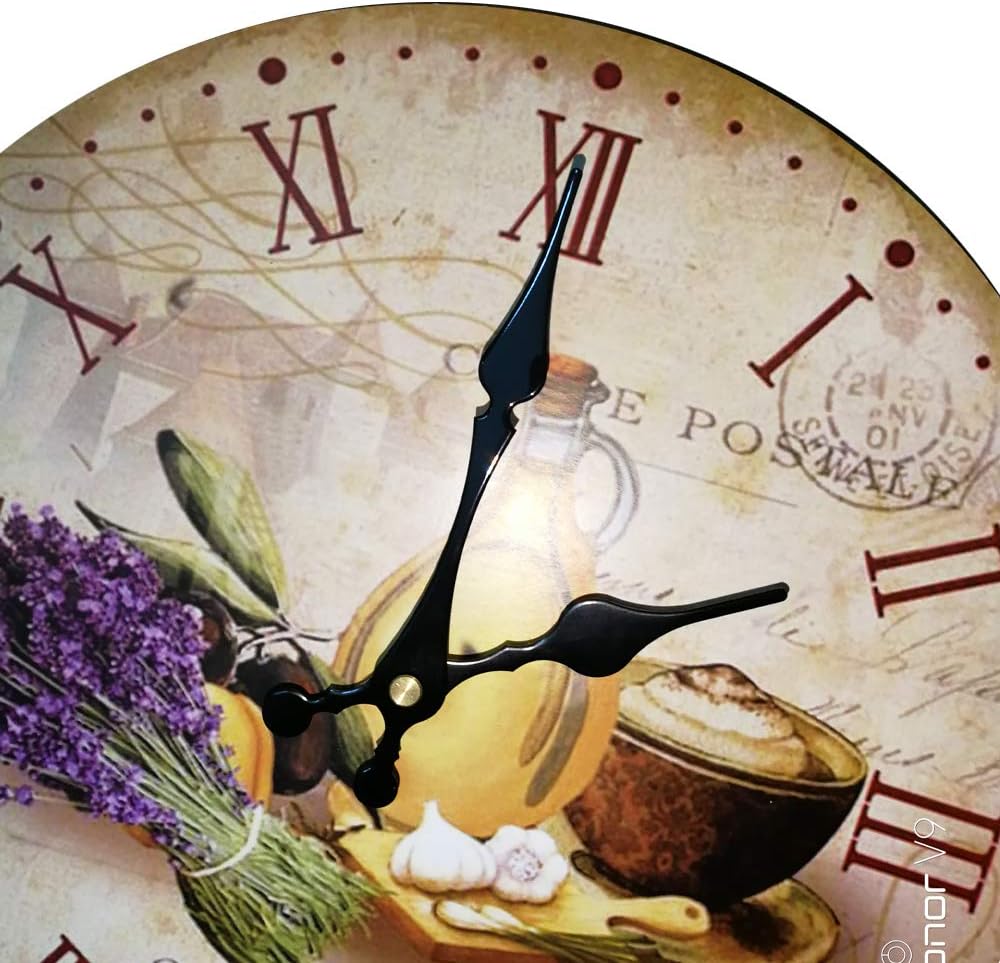 YOAI Wanduhr küchenuhr Vintage Shabby CHIC Antik Nostalgie Rustikale Quarzuhr aus MDF mit lautlosem